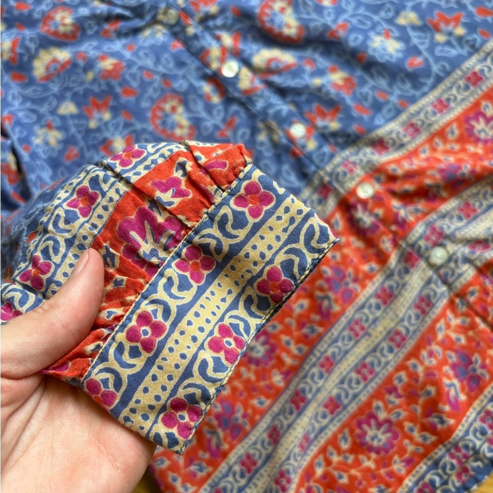 Floral Blue and Red Button Down Shirt - Picture 6 of 9